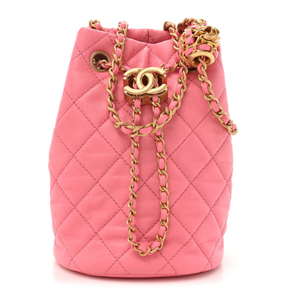 Chanel Lambskin Quilted Pearl Crush Drawstring Bag Pink 1 of 12