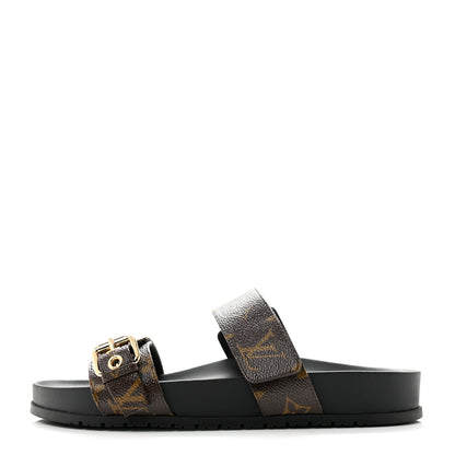 Louis Vuitton Monogram Bom Dia Mule Sandals 38.5 Black 1 of 10