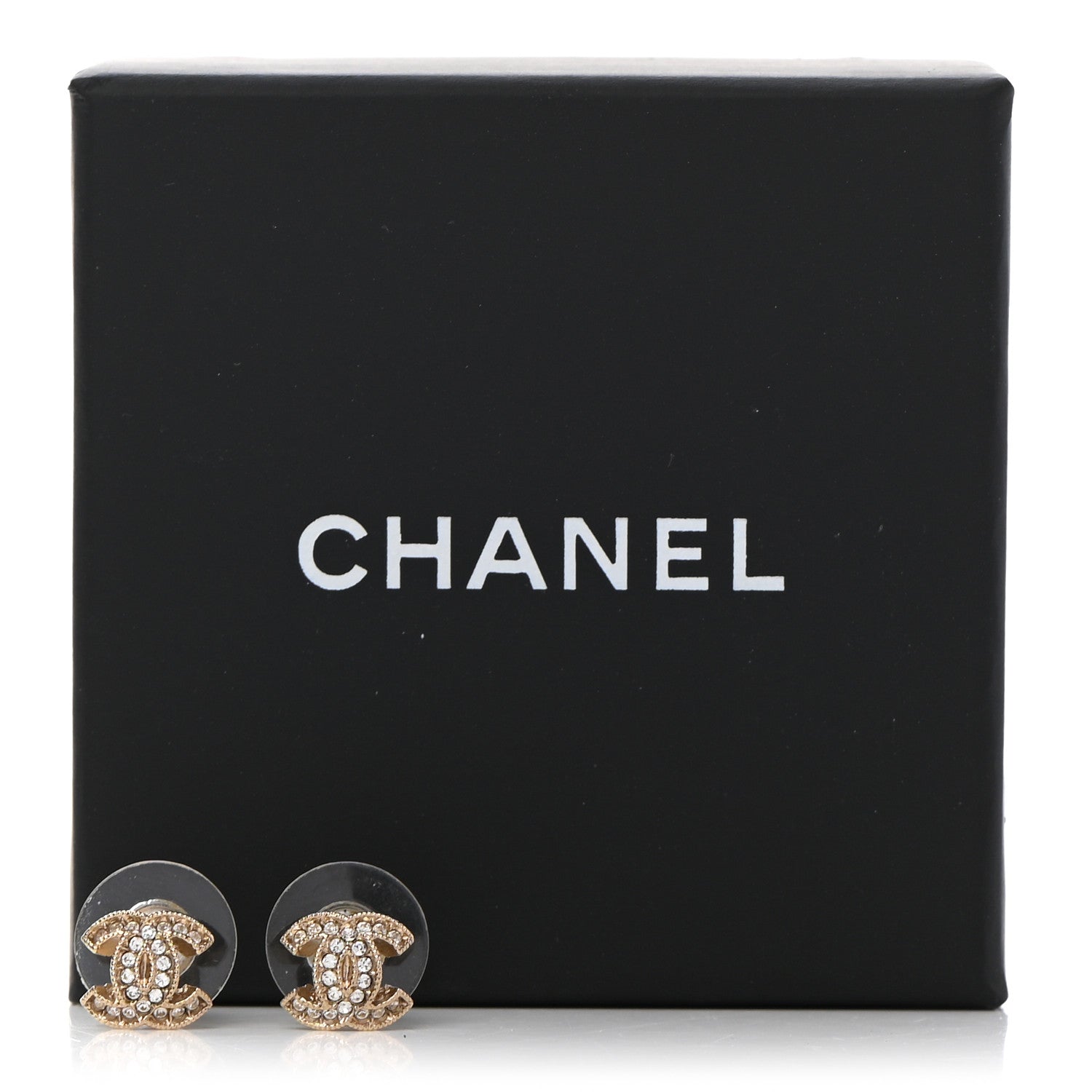 Chanel Crystal CC Earrings Gold 5 of 5