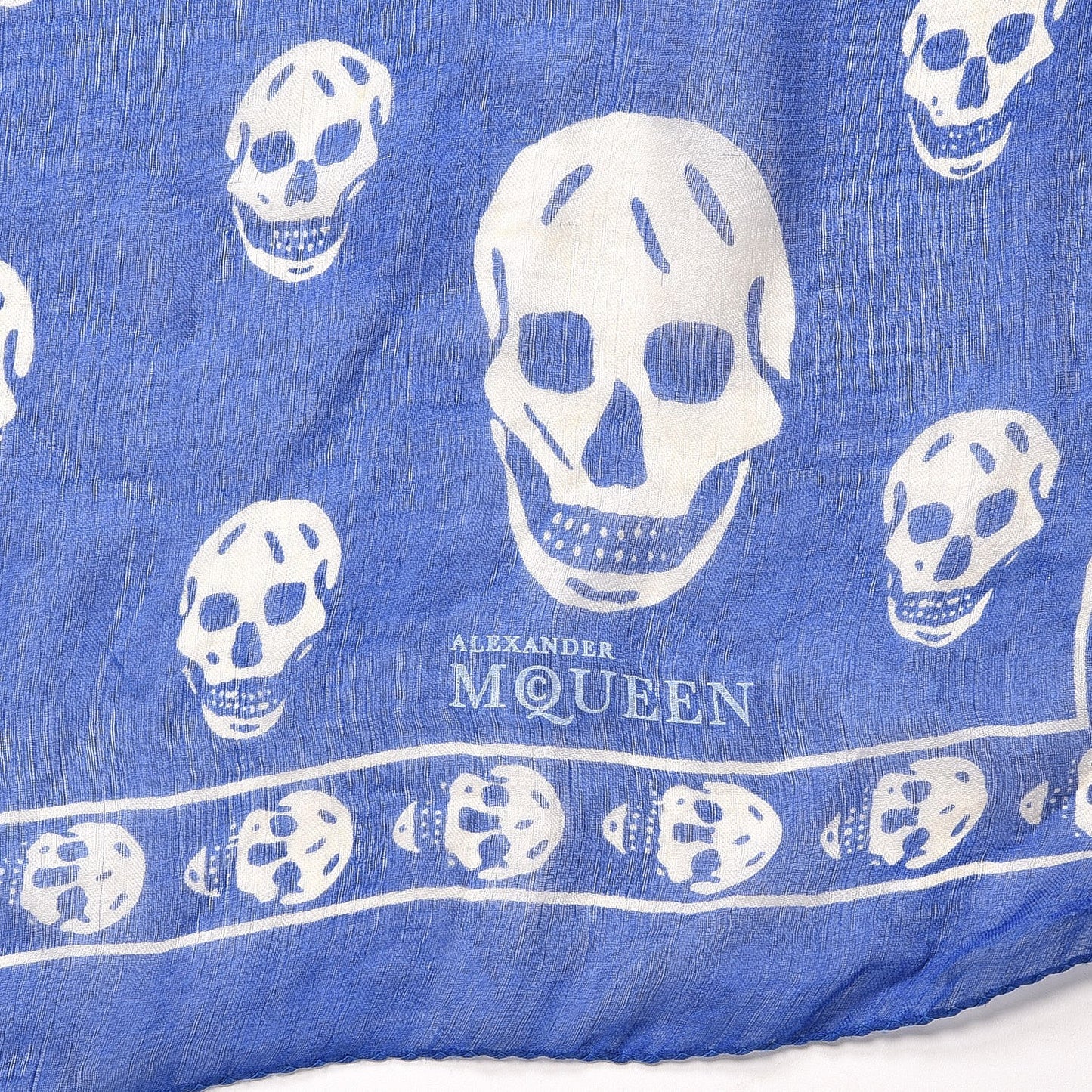 Silk Chiffon Skull Scarf Blue
