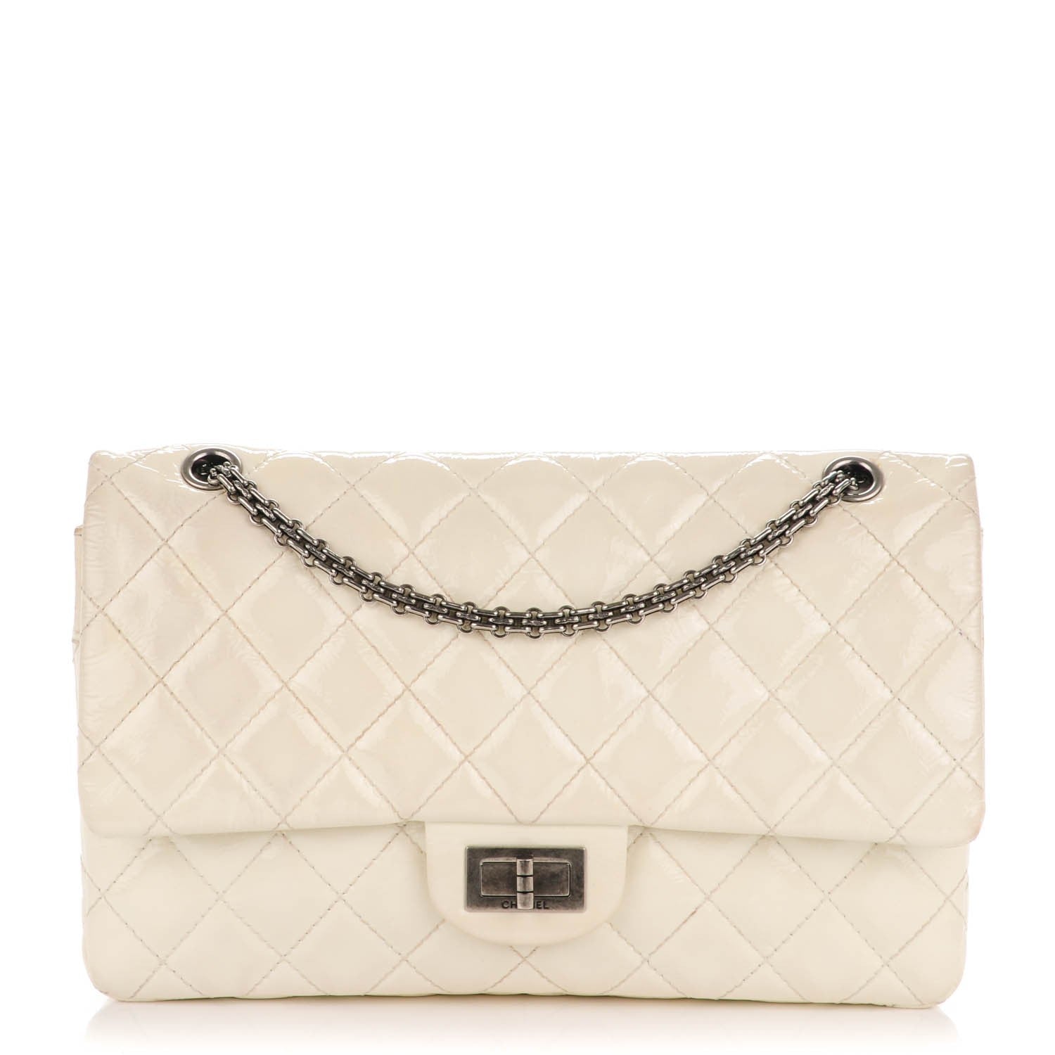 Chanel Distressed Patent Quilted 2.55 Reissue Flap 227 White 1 of 11