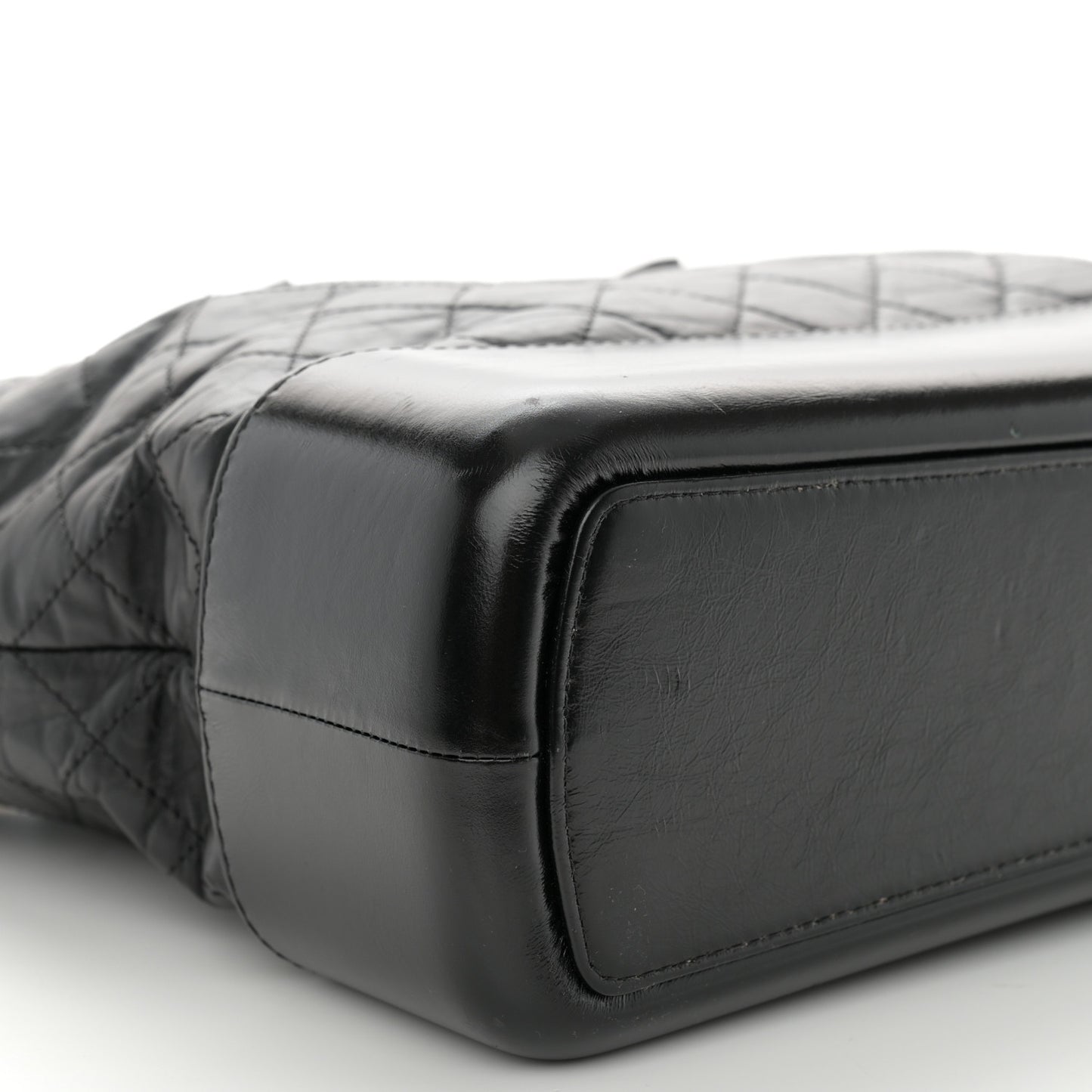 Aged Calfskin Quilted Large Gabrielle Shopping Tote Black