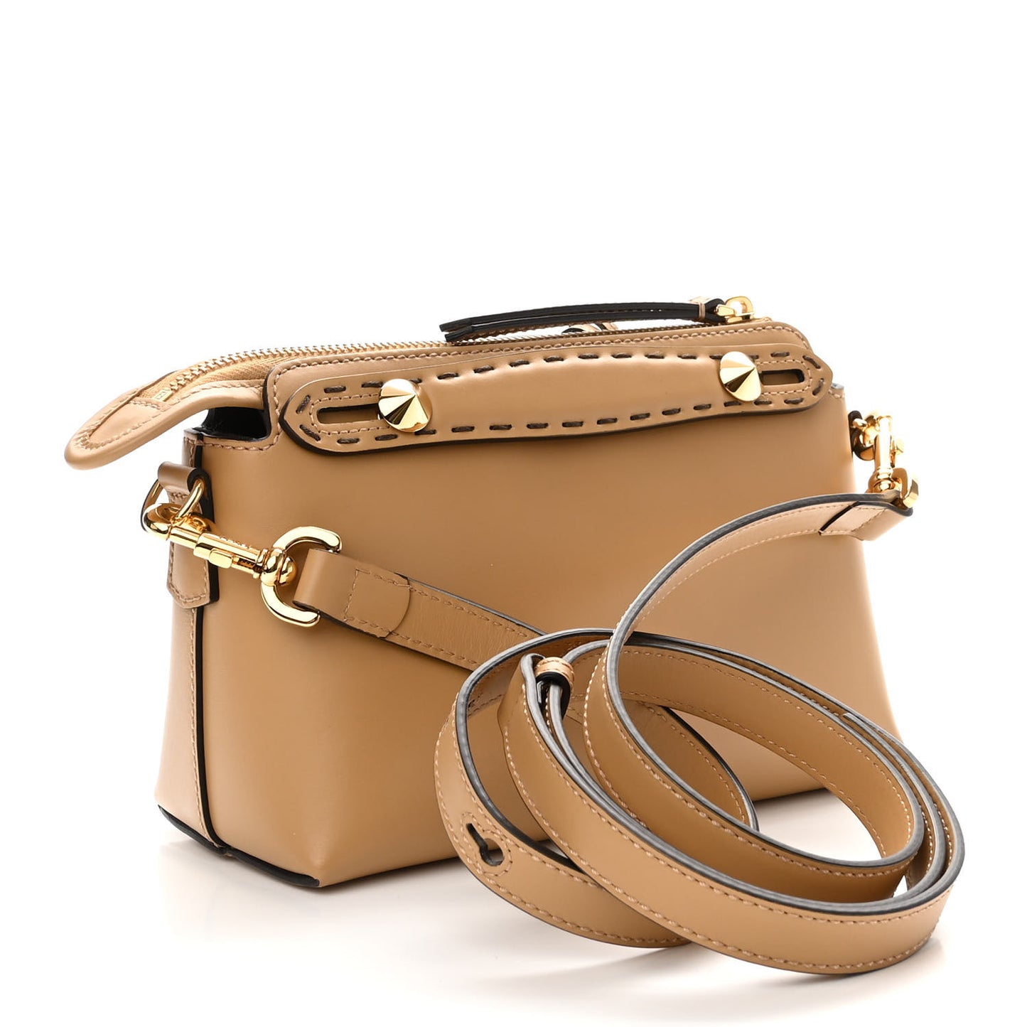 Vitello King Logo Embossed Mini By The Way Boston Bag Miele Scuro