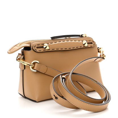 Fendi Vitello King Logo Embossed Mini By The Way Boston Bag Miele Scuro 3 of 9