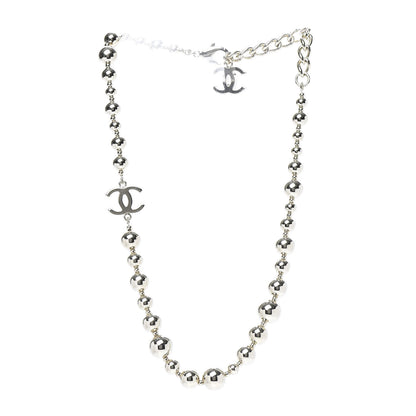 Chanel Metal Bead CC Necklace Silver 3 of 5
