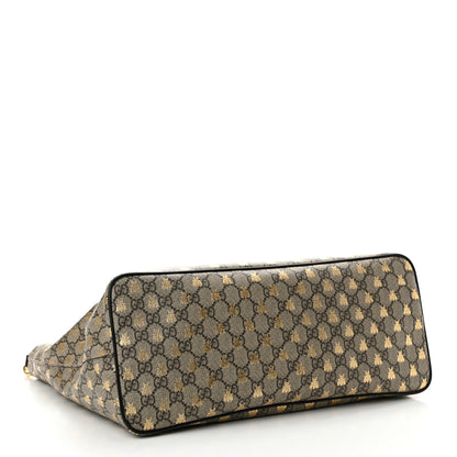 Gucci Soft GG Supreme Monogram Bees Medium Crossbody Tote Beige Oro Black 4 of 14