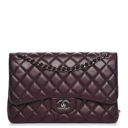 Chanel Lambskin Quilted Jumbo Double Flap Dark Purple 1 of 7