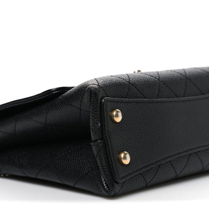 Chanel Caviar Diamond Stitched Small Top Handle Flap Black 9 of 10