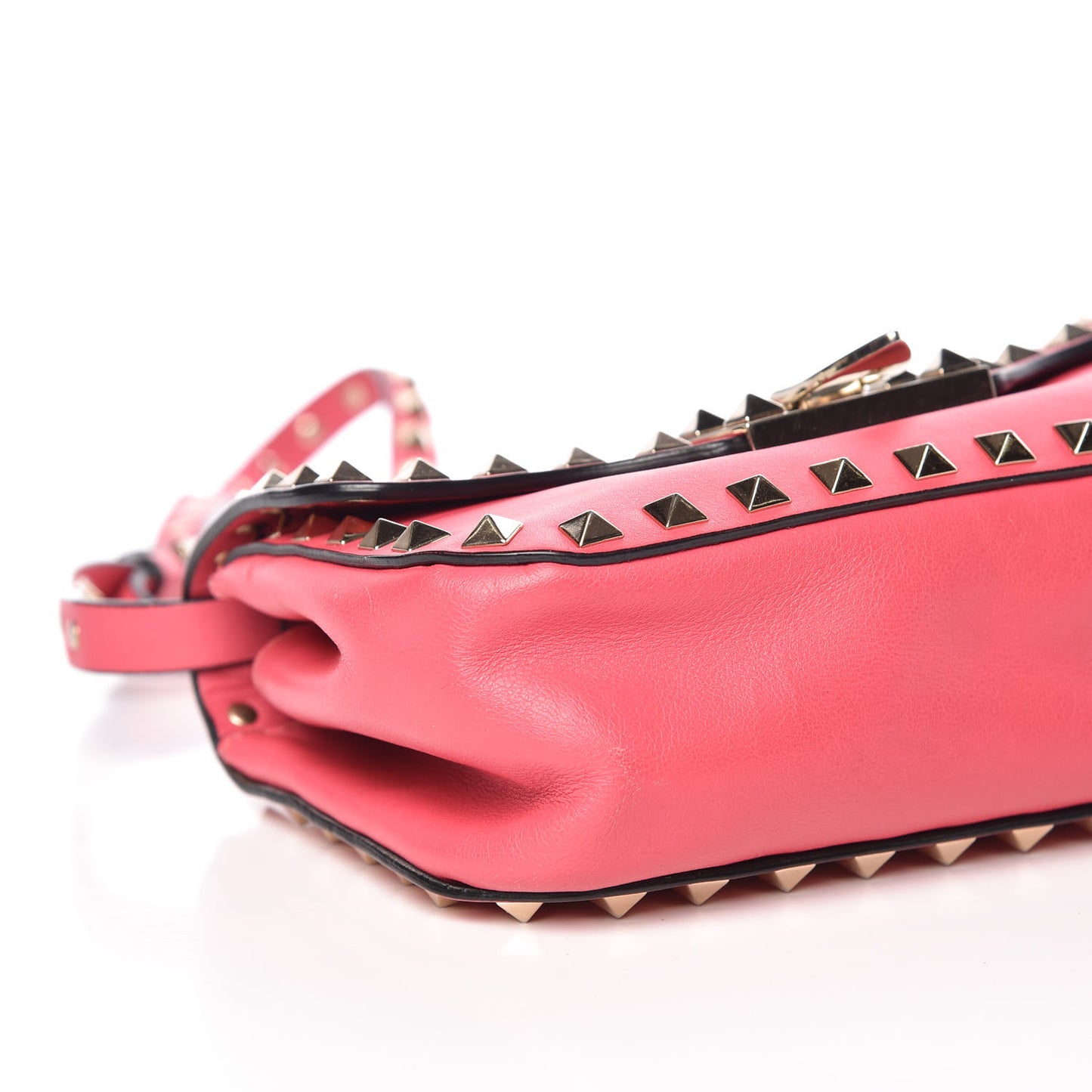 Vitello Mini Rockstud Flap Saddle Crossbody Bag Deep Rose