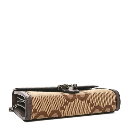 Gucci Monogram Jumbo GG Textured Dollar Calfskin Mini Dionysus Chain Wallet Camel Ebony New Acero 4 of 11
