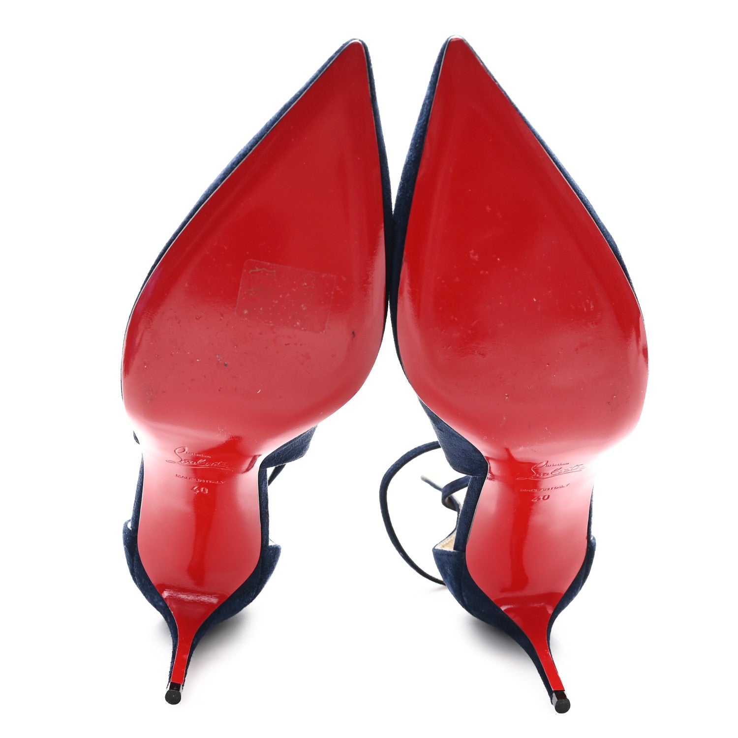 Christian Louboutin Veau Velours Perforated Victorilla 100 Pumps 40 Marine 6 of 8