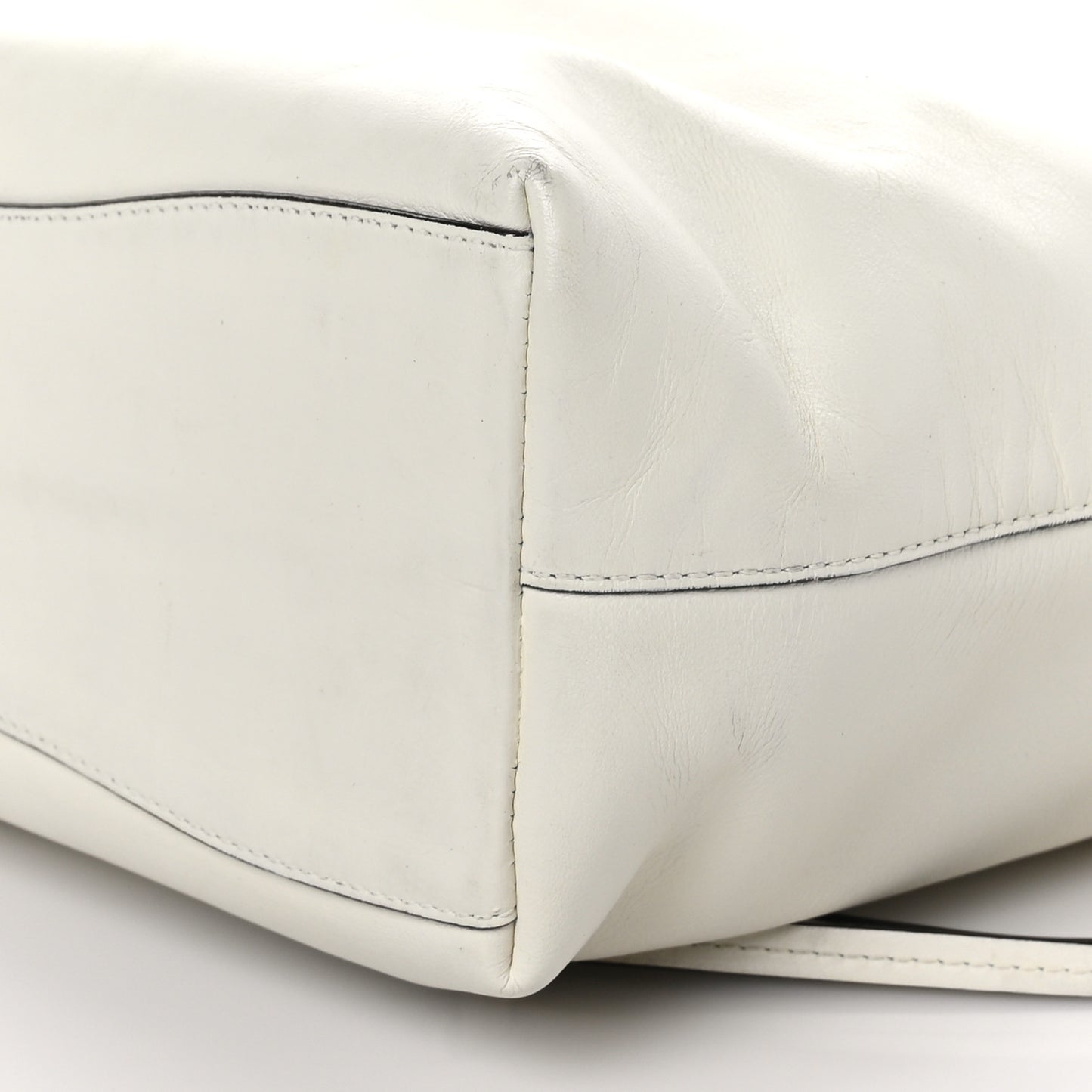 Calfskin Large Callie Bucket Bag White