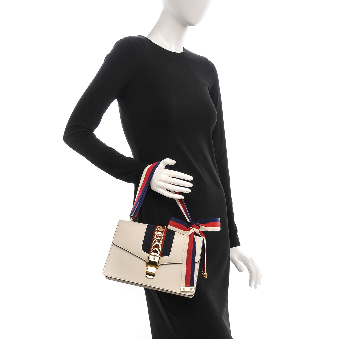 Calfskin Small Sylvie Shoulder Bag Off White