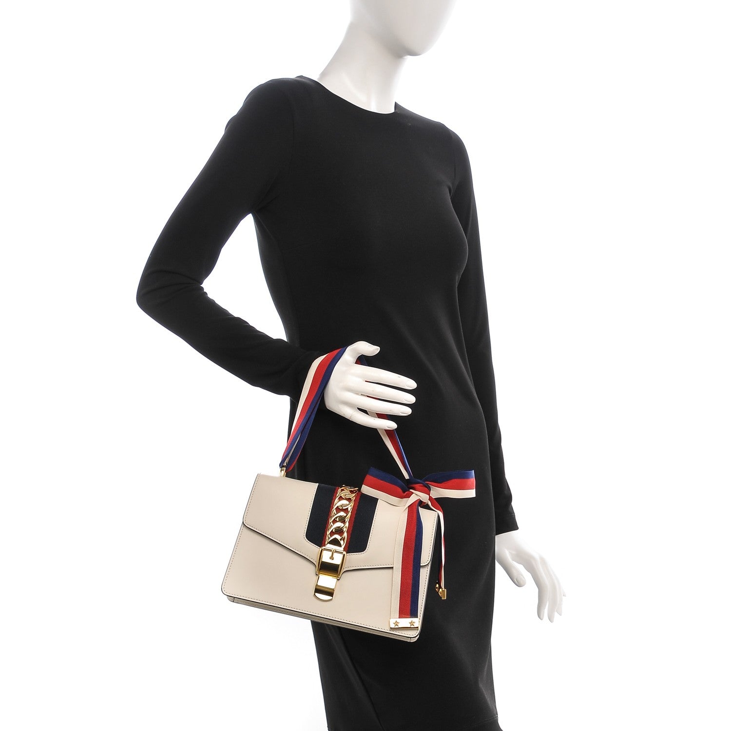 Gucci Calfskin Small Sylvie Shoulder Bag Off White 2 of 7
