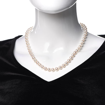 Mikimoto 18K White Gold Diamond Akoya Pearl 7-7.5mm Strand Necklace 16" 2 of 5