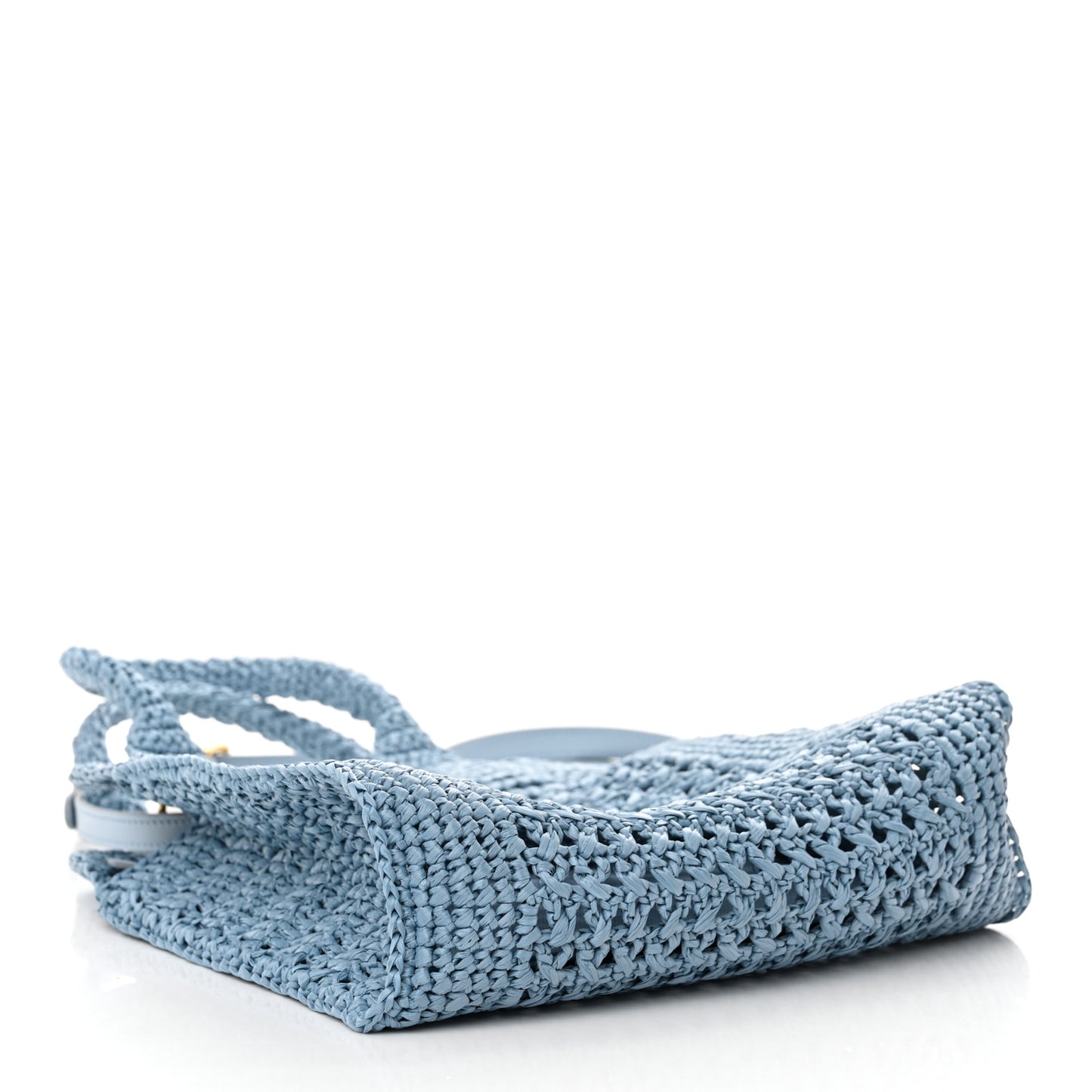Raffia Crochet Woven Tote Bag Blue