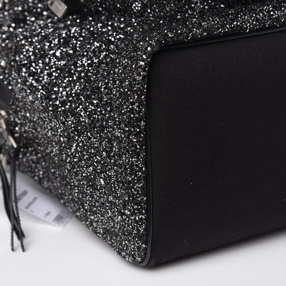 Saint Laurent Glitter Canvas City Backpack Gun Metal 4 of 14