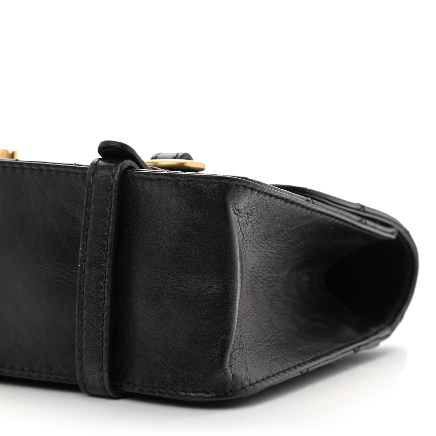 Aged Calfskin Quilted City School Flap Black