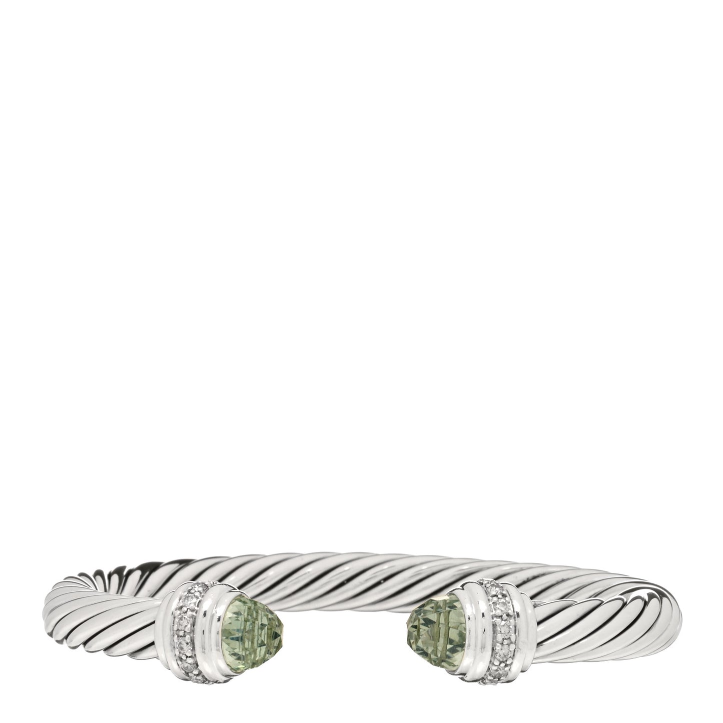 Sterling Silver Diamond Prasiolite 7mm Cable Classics Bracelet