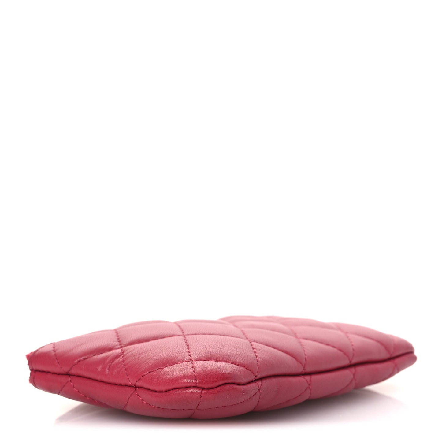 Lambskin Quilted Small Cosmetic Case Dark Pink