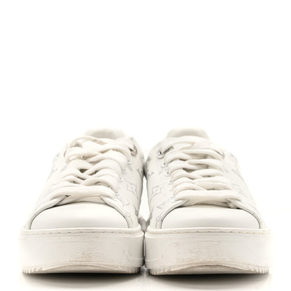 Louis Vuitton Calfskin Monogram Debossed Time Out Sneakers 38 White Silver 3 of 12