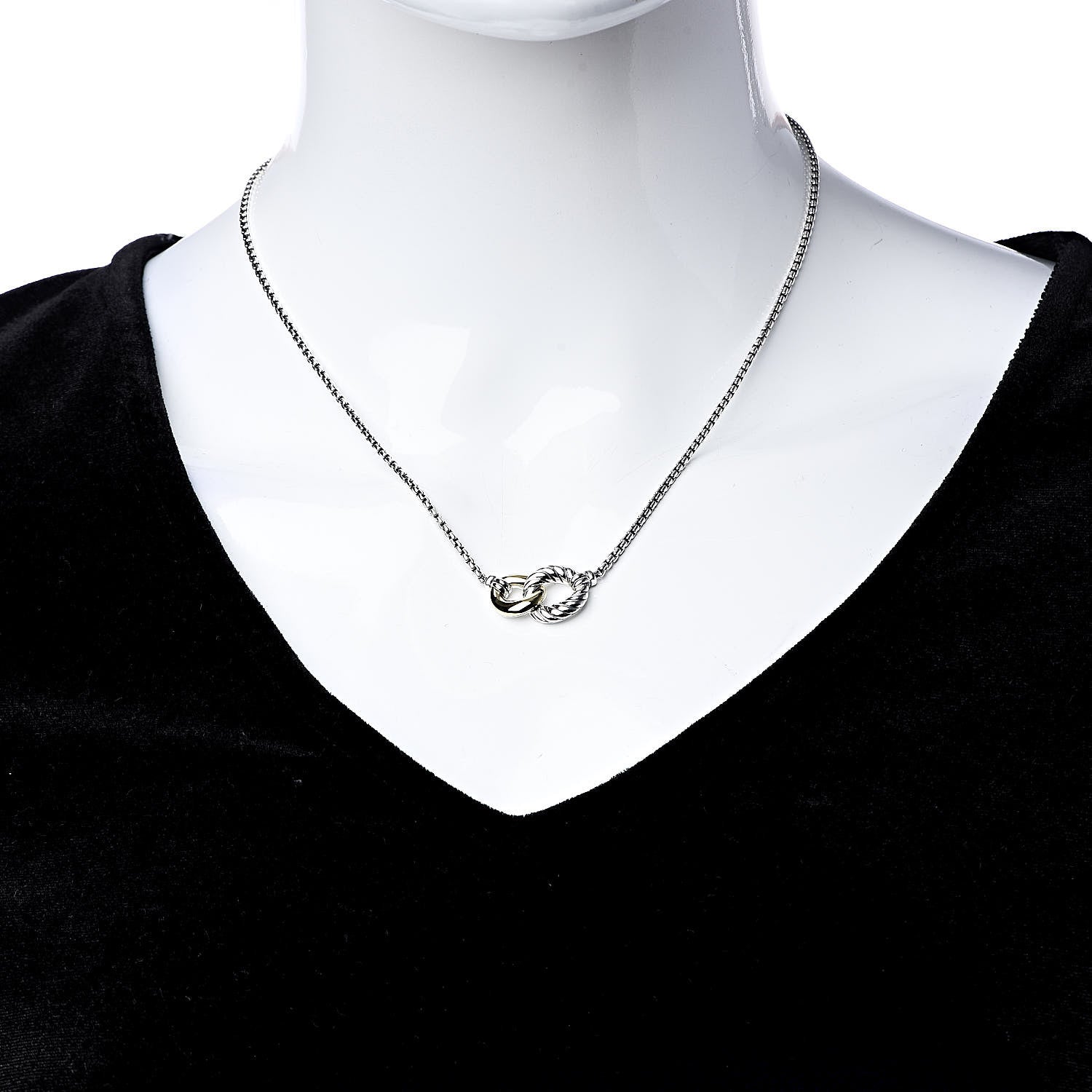 David Yurman Sterling Silver 18K Yellow Gold Belmont Pendant Necklace 2 of 6