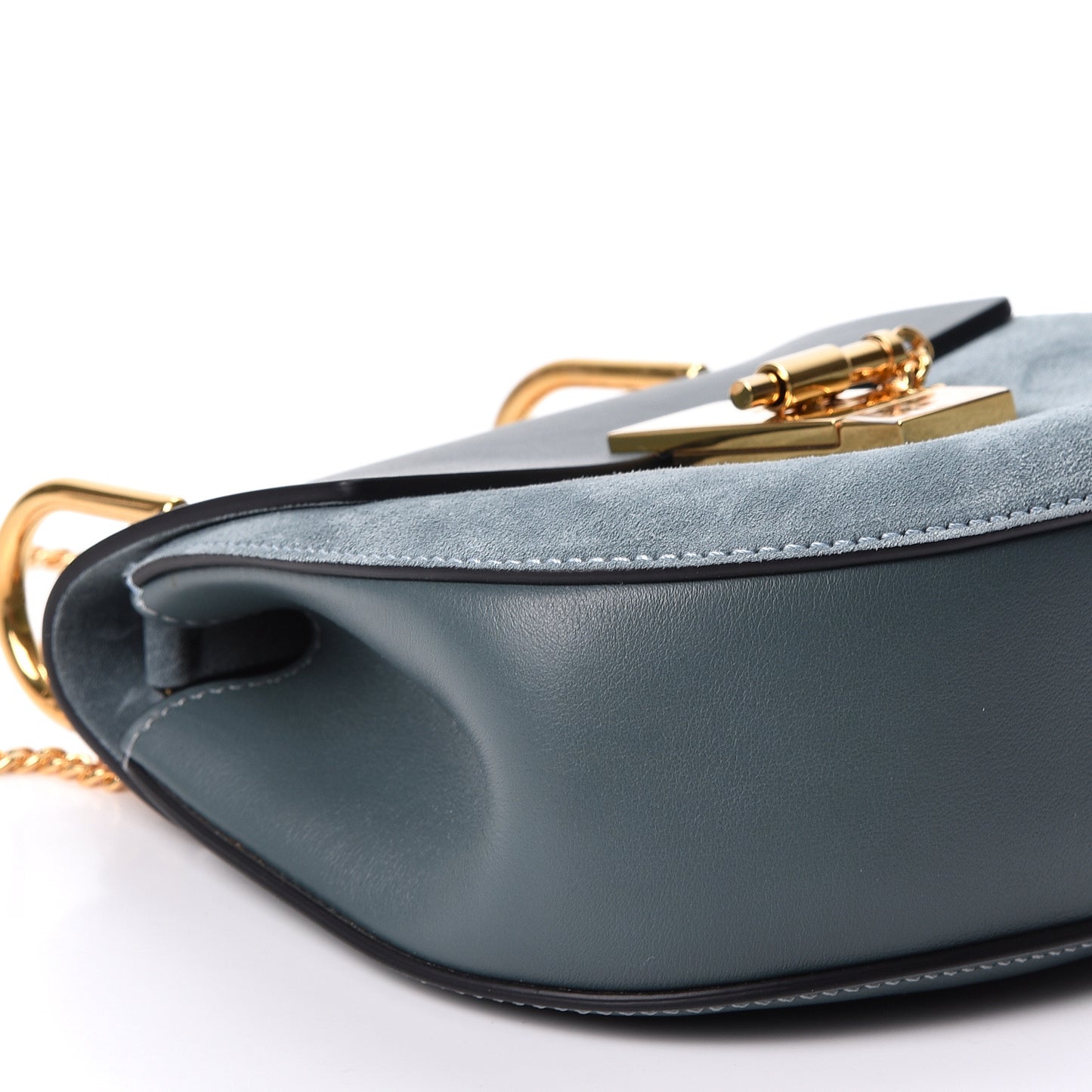 Suede Smooth Calfskin Mini Drew Shoulder Bag Cloudy Blue