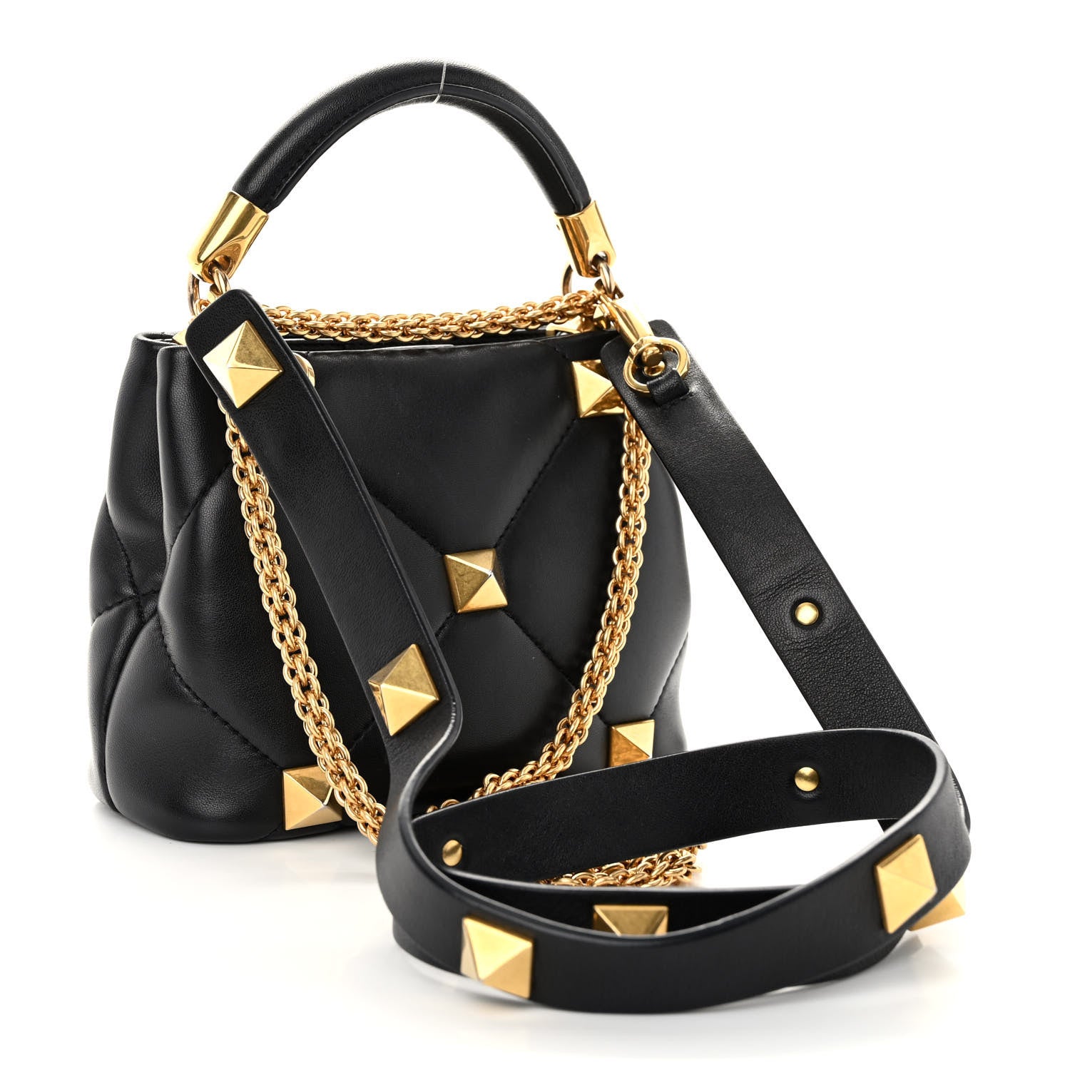 Valentino Garavani Nappa Mini Roman Stud The Handle Bag Black 3 of 9