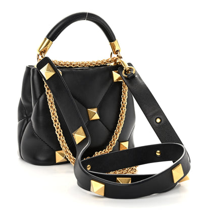 Valentino Garavani Nappa Mini Roman Stud The Handle Bag Black 3 of 9