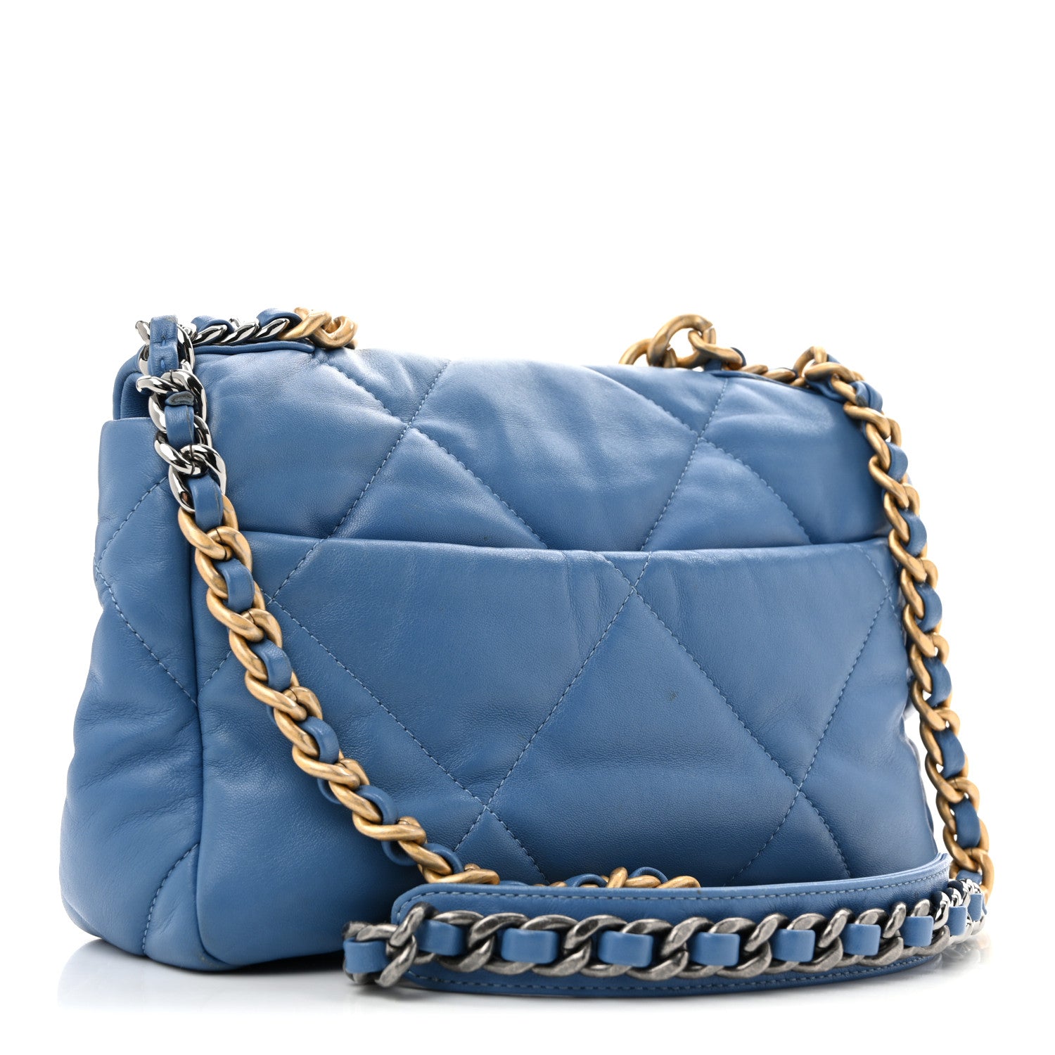Chanel Lambskin Quilted Medium Chanel 19 Flap Blue 3 of 13