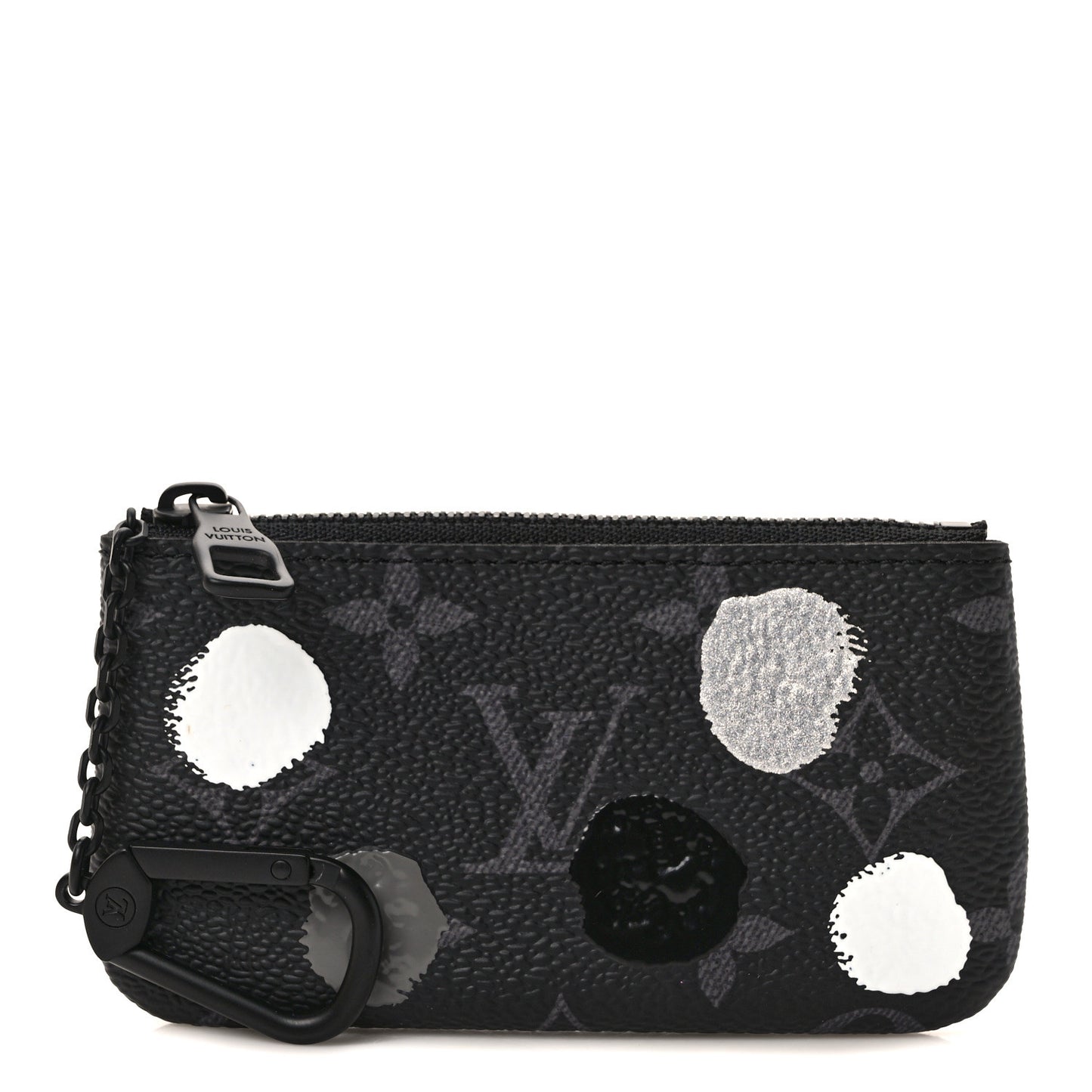 LV X YK Monogram Eclipse Key Pouch Black Silver