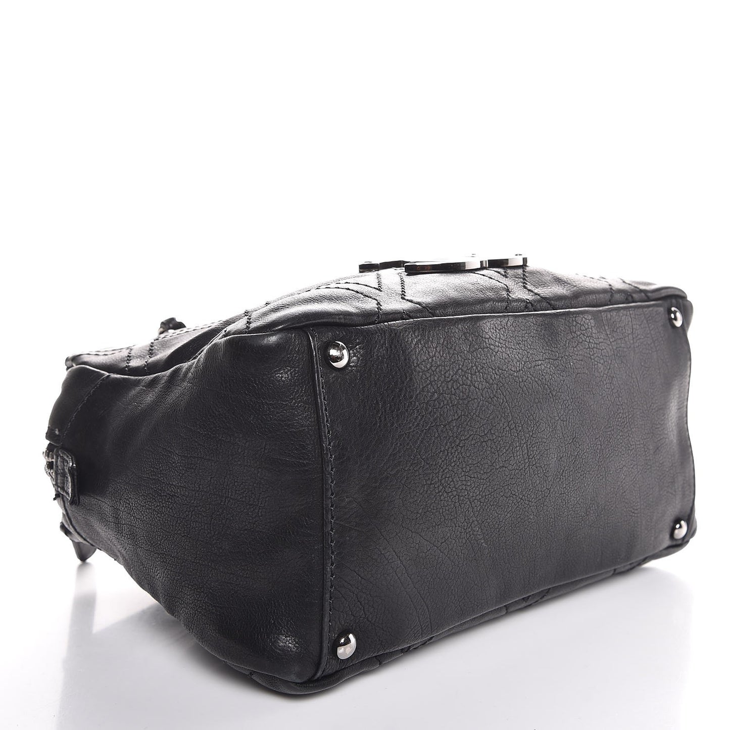 Calfskin Small Diamond Stitch Tote Black