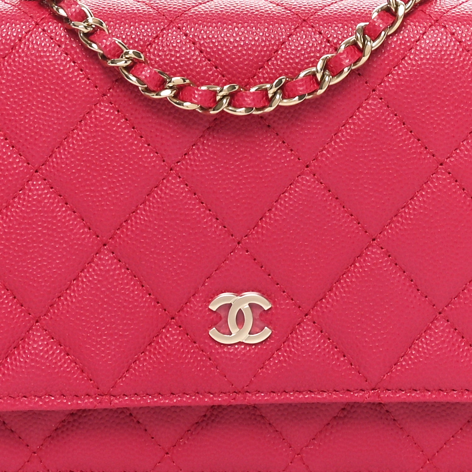Chanel Caviar Quilted Wallet on Chain WOC Dark Pink 9 of 12