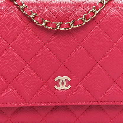 Chanel Caviar Quilted Wallet on Chain WOC Dark Pink 9 of 12