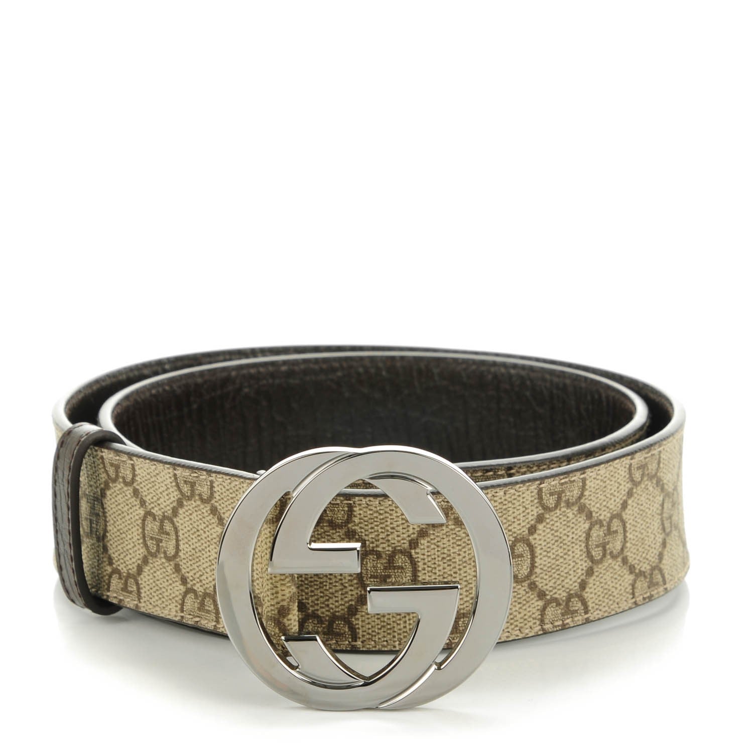 Gucci GG Plus Monogram Interlocking G Belt 85 34 Dark Brown 1 of 6