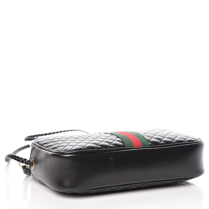 Gucci Calfskin Web Trapuntata Small GG Shoulder Bag Black 4 of 10