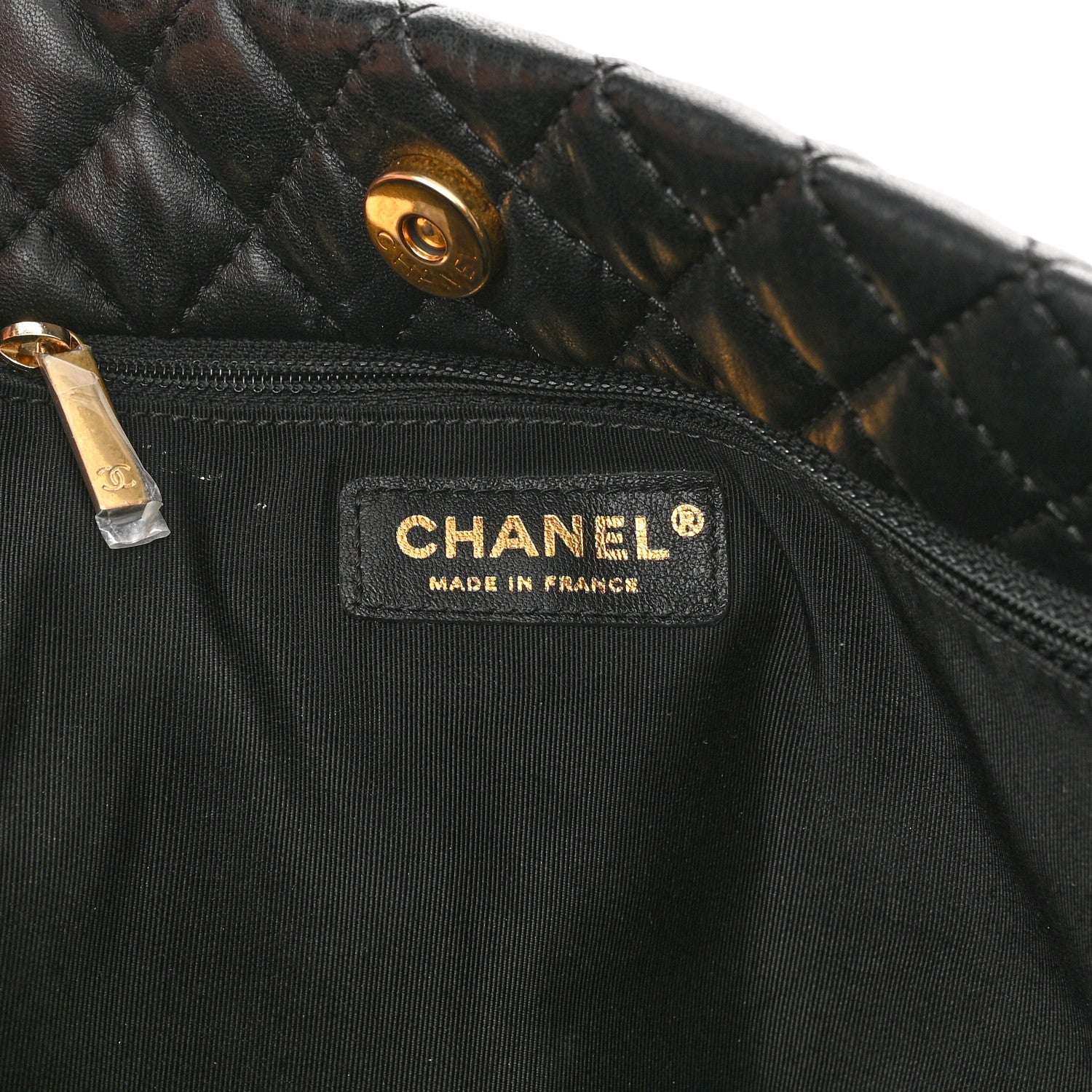 Chanel Lambskin Quilted Large Fluffy CC Shopping Tote Black 6 of 10