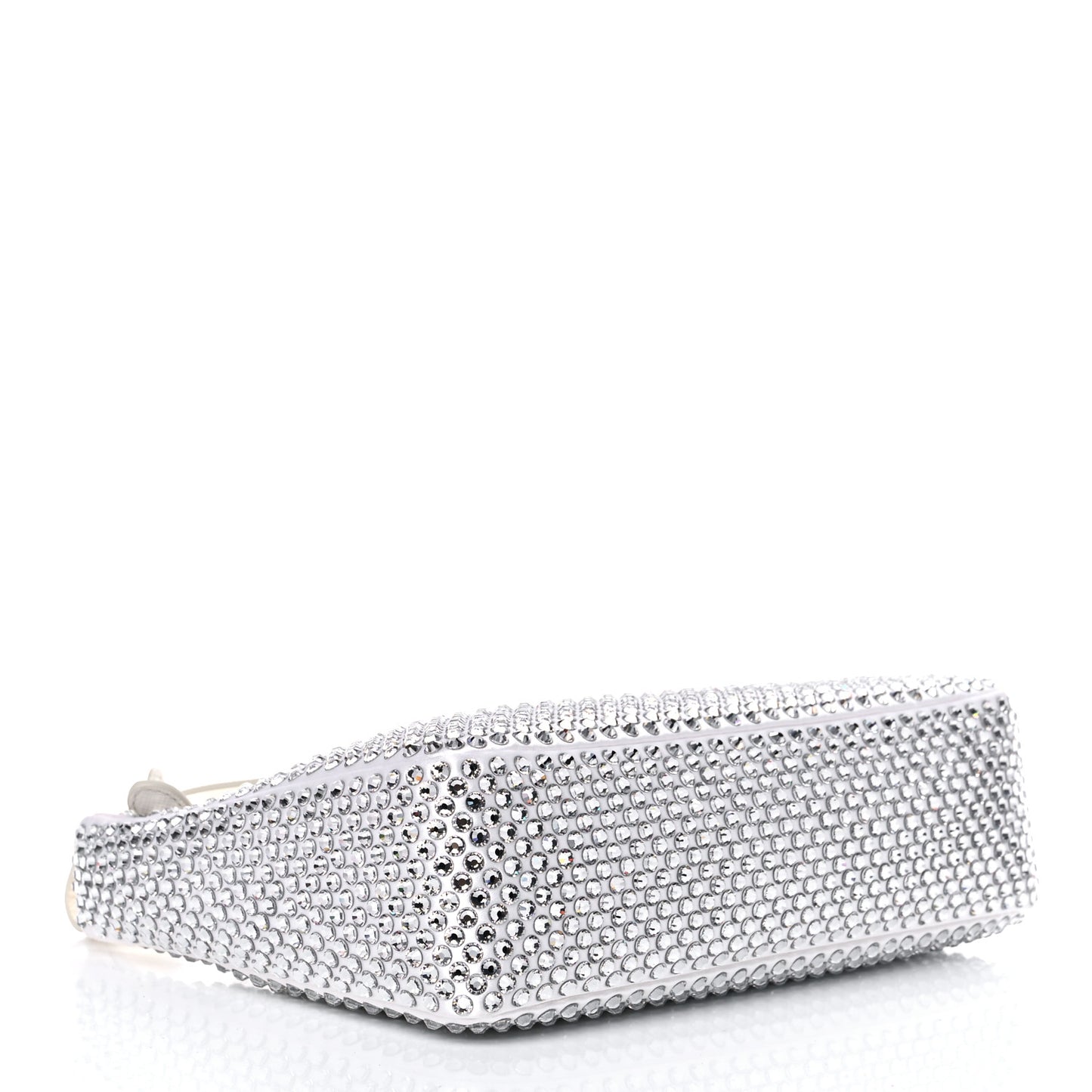 Satin Crystal Mini Re-Edition 2000 Bag White