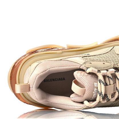 Balenciaga Fabric Mesh Clear Sole Womens Triple S Sneakers 39 Beige 6 of 7