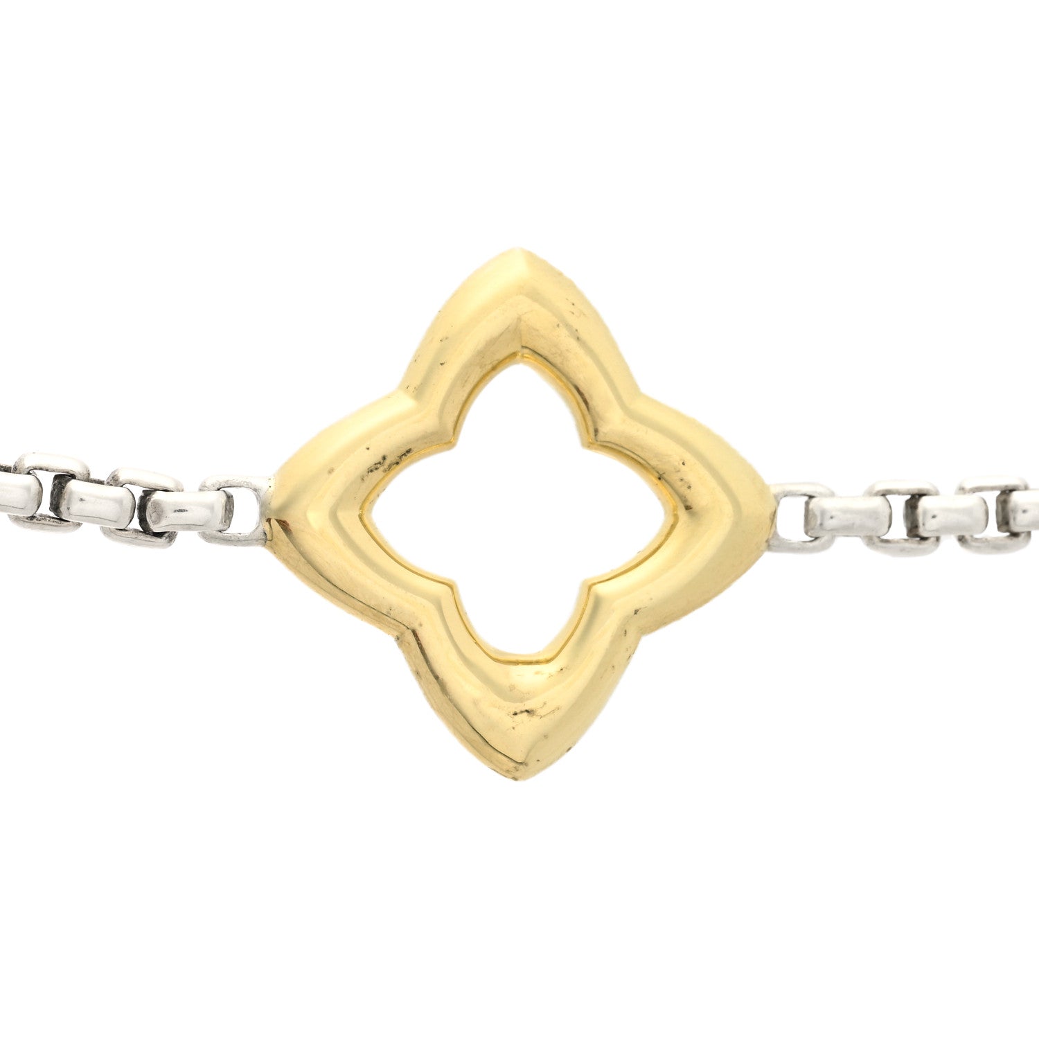 David Yurman Sterling Silver 18K Yellow Gold Quatrefoil Necklace 7 of 7