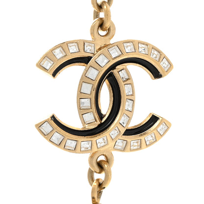 Chanel Pearl Baguette Crystal Enamel CC Short Necklace Gold Black 4 of 7