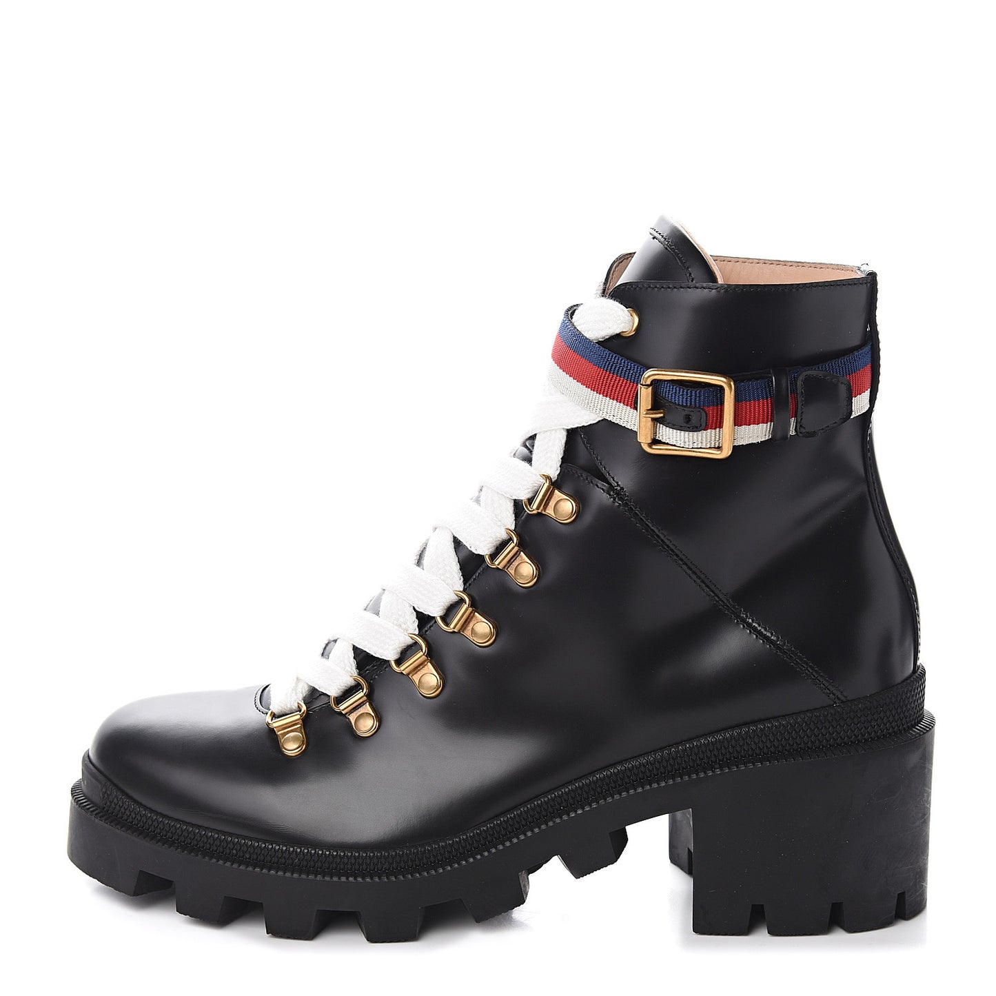 Calfskin Womens Sylvie Web Lace Up Combat Boots 40 Black