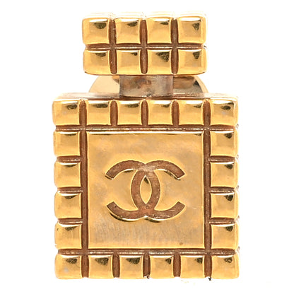 Chanel Metal Quilted CC Perfume Brooch Gold 1 of 3
