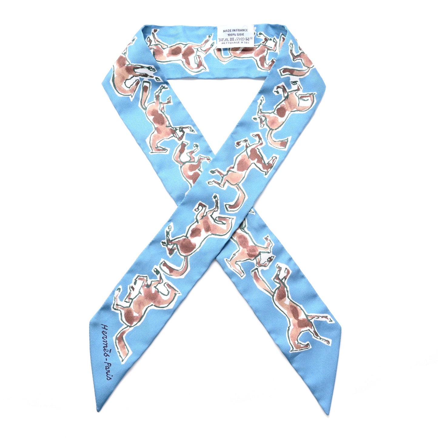 Silk Chevaux En Liberte Twilly Bleu Glacier Beige