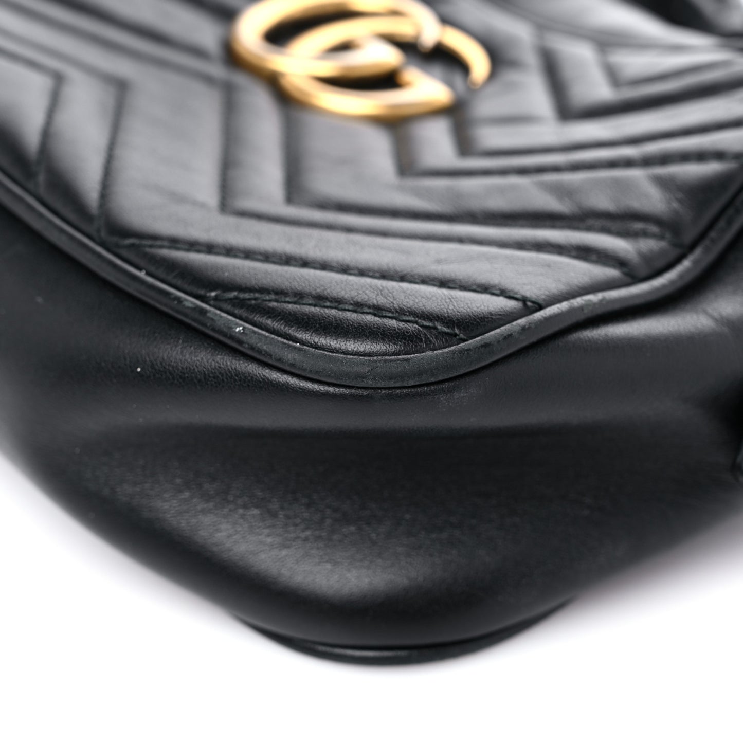 Calfskin Matelasse Small GG Marmont Chain Shoulder Bag Black