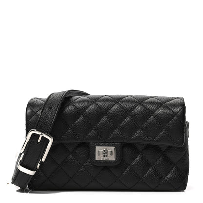 Chanel Grained Calfskin Quilted 2.55 Reissue Flap Belt Bag Clutch Black 1 of 8