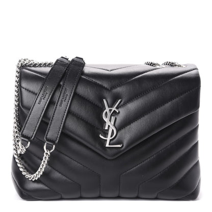 Saint Laurent Calfskin Y Quilted Monogram Small Loulou Chain Satchel Black 1 of 8