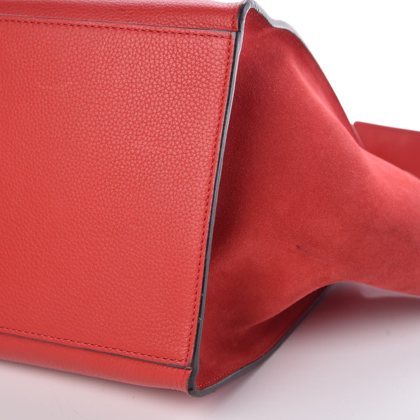 Drummed Calfskin Suede Medium Trapeze Coquelicot