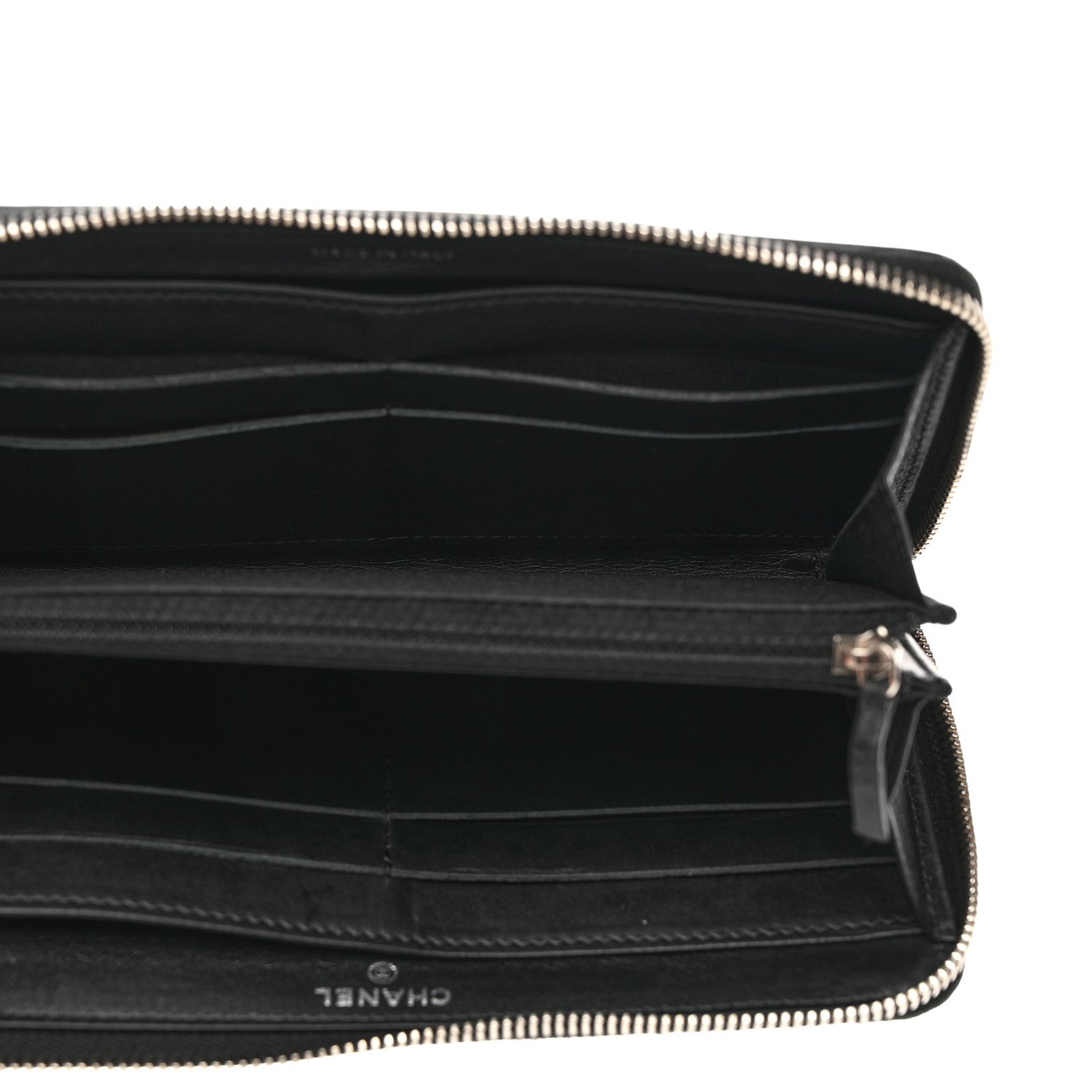 Chanel Lambskin Camellia Embossed Large Zip Around Gusset Wallet Black 5 of 12