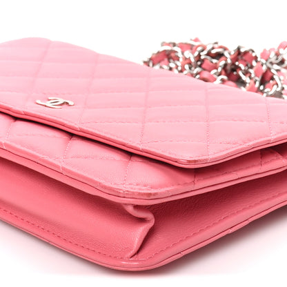 Chanel Lambskin Quilted Wallet On Chain WOC Pink 11 of 12